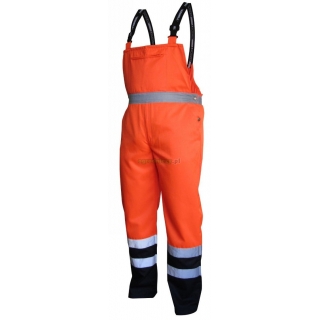 BETA Spodnie robocze na szelkach ostrzegawcze o intensywnej widzialnoci model VWTC08B, Kolor: Pomaraczowo-Granatowy, Rozmiar: XL